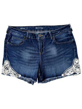 Ricki's Women's Brooke Crochet Detail Blue Denim Shorts Size 30